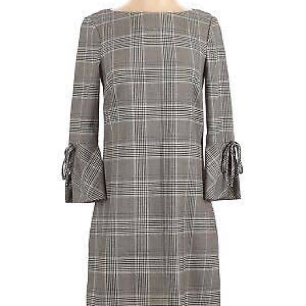 H&M Black and White Plaid 3/4 Sleeve Casual Dress Size 6